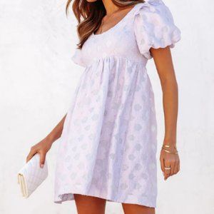 VICI LAYLA PUFF SLEEVE BABYDOLL DRESS - GREY LAVENDER - Large